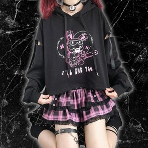 Dragon embroidery crop online top loose sweatshir