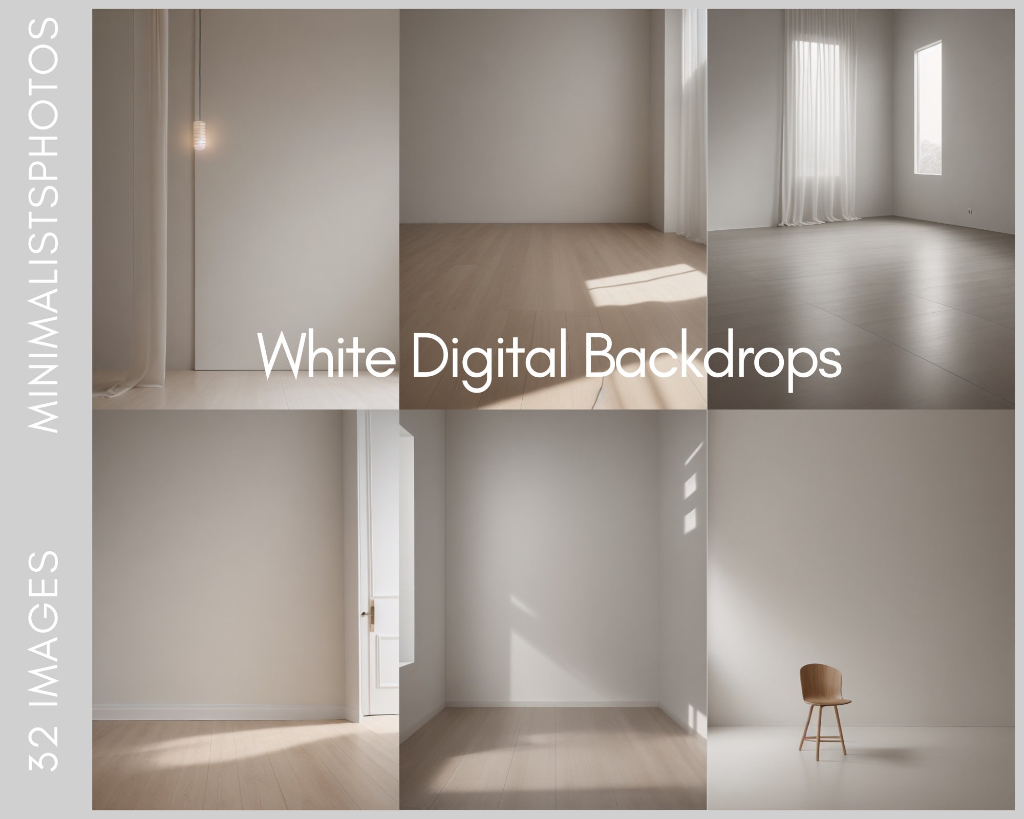 32 White Digital Backdrops, Photoshop Overlays, Fine Art Textures, Studio Backdrop Overlays, Maternity Backdrop Overlays