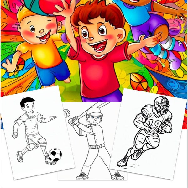 Kids Sports Coloring Pages Set