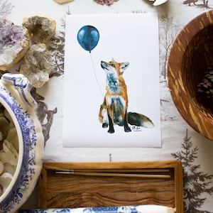 Impresión de zorro, arte animal, zorro lindo, animales, ilustración infantil, decoración artística, arte para la educación en casa, criaturas del bosque, impresión linda, regalo de cumpleaños