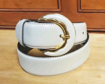 Vintage GARUGLIERI Beige Leather Italian Women Belt Size  display picture 1