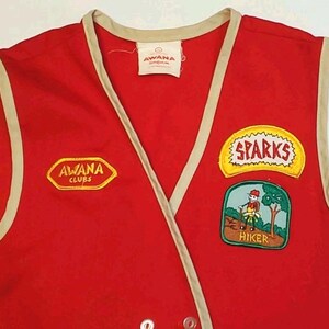 Vintage AWANA Sparks Vest Uniform Patches Hiker Made in USA Red XL - Etsy