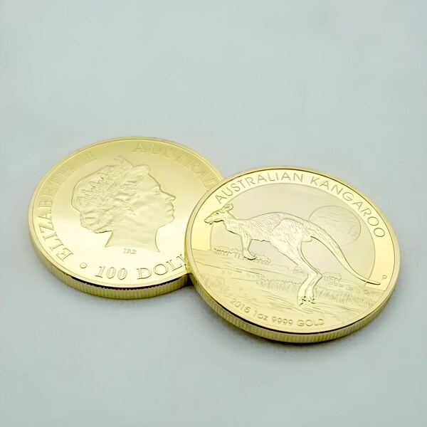 1oz 9999 Cast Australian Kangaroo Gold Coin Bar Bullion AAA+ Replica 24k Gold Plated Kangaroo Coin Design Non-Magnetic