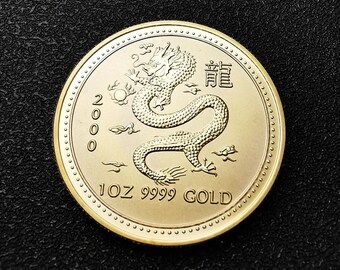 1oz 9999 Cast Dragon Gold Coin Bar Bullion AAA+ Replica Year of the Dragon 24k Gold Coin Design Non-Magnetic Fast Shipping