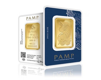 Faux lingot d'or PAMP 50 g AAA+ réplique plaqué or 24 carats expédition rapide