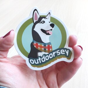 Husky Outdoorsey Sticker, Dog Sticker, Husky Sticker, Laptop Sticker, Water Bottle Stickers, Gifts for Dog Owner, Husky Owner Gift, Dog Gift