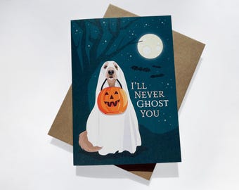 Ghost Dog Halloween Card: Spooky Doodle Greeting Card