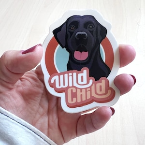 Dzikie Dziecko, Czarny Lab, Labrador Retriever, Naklejki dla Psów, Naklejki Miłośników Psów, Naklejka na Laptopa, Naklejki Na Butelkę Z Wodą, Prezenty Dla Właścicieli Psów