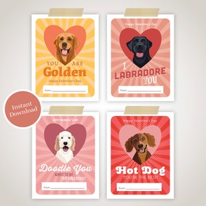 Druckbare Valentinstagskarten für Hunde, Valentinstagskarten für Welpen, sofortiger Download, digitale Valentinstagskarten, Valentinstag in der Schule, Valentinstag in der Klasse
