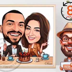 Birthday Cartoon Portrait, lovers Portrait, lovers Gift, lovers Caricature, Custom Caricature, Caricature from Photo