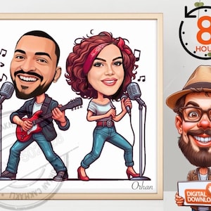 custom %100, Custom Music Caricature From Photo, Custom Caricature Portrait, Caricature gift, Valentine gift, gift, Custom portrait