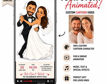 Animated Caricature Wedding Invitation Video (Digital)