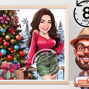 custom %100, Custom christmas Caricature, Anniversary Gift, Custom caricature Drawing Couple, Personalized Gifts