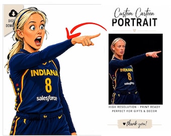 Custom Sports Team Caricature Portrait from Photo (Digital Download)