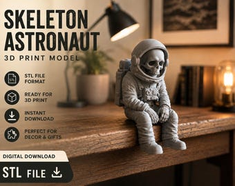 Skeleton Astronaut 3D Print Model, Seated Figure STL (Digital Download)