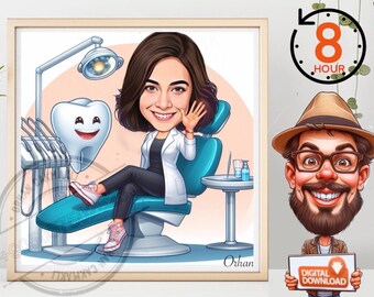 Caricatura de médico personalizada: Regalo de retrato personalizado (descarga digital)