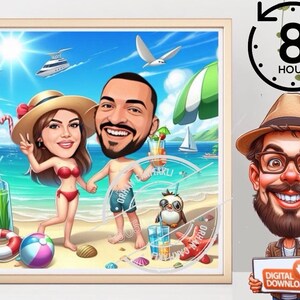 custom %100, Custom sea caricature, Anniversary Gift, Custom caricature Drawing , Wedding Portrait, Sketches From Photo, Personalized Gifts,