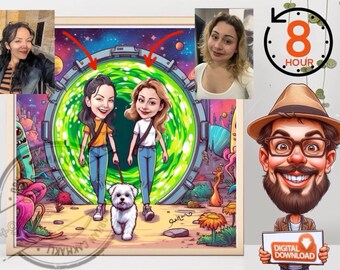 Retrato caricaturesco personalizado, boda de pareja, regalo personalizado (descarga digital)