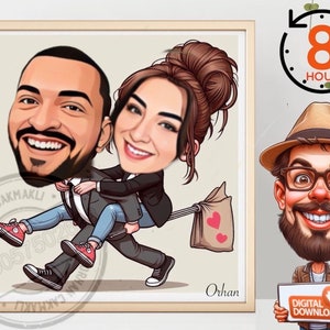 Aangepaste karikatuur liefhebbers, portret valentijn, cadeau liefhebbers, karikatuur liefhebbers, karikatuur liefhebbers, karikatuur op maat, karikatuur van foto