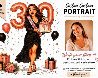 Custom special  days Caricature Portrait: Personalized Valentine's Gift (Digital Download)