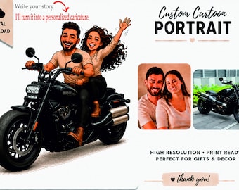 Custom Motor Caricature: Personalized Harley Davidson Sketch (Digital Download)