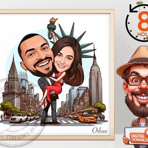 custom %100, Newyork Caricature, Custom Caricature , Caricature gift, Caricature portrait, portrait form photo, wedding caricatur