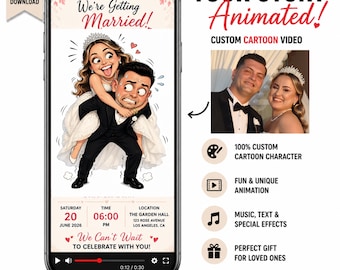 Animated Caricature Wedding Invitation Video (Digital)
