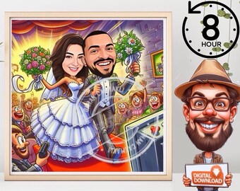 Caricatura de boda personalizada: Regalo de boda único (Descarga digital)