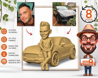 Custom 3D Model Caricature Portrait, Funny 3d Cartoon Gift (Digital Download)