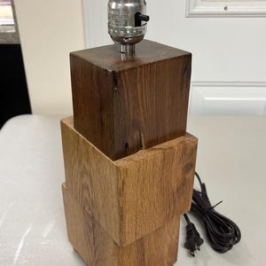 Stacked blocks barn beam lamp w/ satin finish