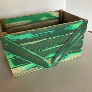Small rustic green crate