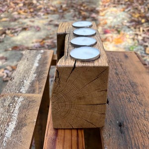 Barn beam candle holder