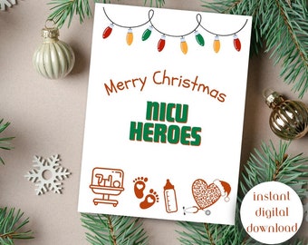 NICU verpleegkundige kerstkaart cadeau, NICU artsen cadeau, vakantie wenskaart voor beroepsbeoefenaren in de gezondheidszorg, unieke kerstkaart, neonatale cadeau
