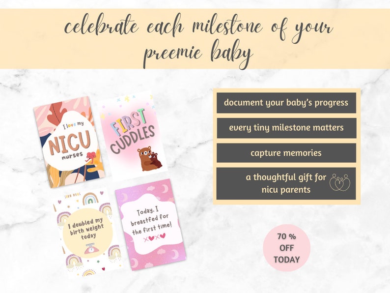 Pink Theme NICU Milestone Cards, Preemie Milestone Cards, NICU Mum Gift ...
