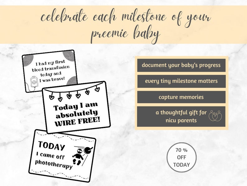 NICU Milestone Cards Black and White, Preemie Milestone Cards, NICU Mum ...