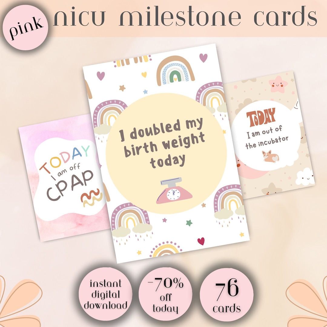 Pink Theme NICU Milestone Cards Preemie Milestone Cards NICU - Etsy