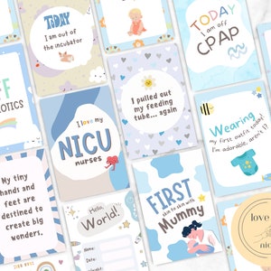 Blue Theme NICU Milestone Cards, Preemie Milestone Cards, NICU ...