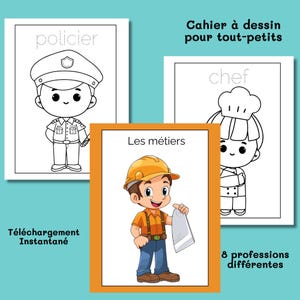Activité sur les métiers pour enfant Cahier de coloriage préscolaire Album sur les professions maternelle Imagier pour les tout-petits