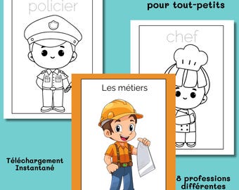 Activité sur les métiers pour enfant Fiche sur les professions maternelle et CP Imagier pour tout-petits Album à colorier (PDF) préscolaire