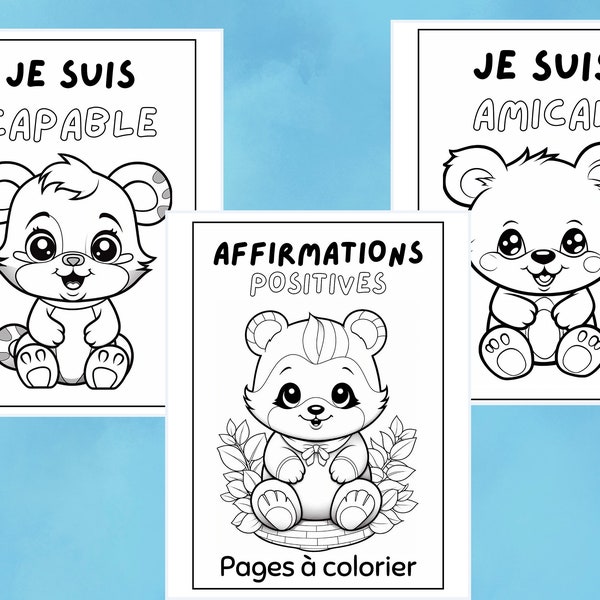 Cahier à colorier Affirmations positives (masculin) pour enfants de 3 à 8 ans.