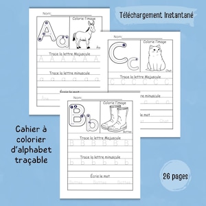 Feuille de travail d'alphabet phonétique à colorier préscolaire Activité de caligraphie maternelle Cahier de pratique d'écriture de mots