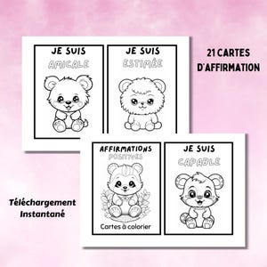 Cartes d'affirmation 肯定的な注ぐ子供 Activité pleine conscience maternelle Exercice sur bien-être préscolaire Citation inspirante fille