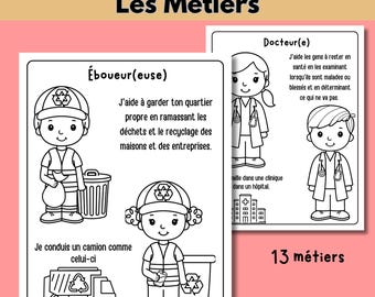 Fiche sur les métiers pour enfant Cahier sur les emplois et professions maternelle et CP Activité sur les occupations 1re année