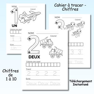 Tracer les chiffre maternelle Cahier d'écriture de nombre préscolaire Fiche de math pour enfant Pratique de comptage Activité mot numérique