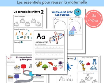 Cahier d'Exercices Maternelle PDF アルファベット Chiffres Formes Couleurs et Écriture Activités Éducatives Préscolaire Grande Section & CP
