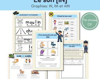 Cahier du son [IN] – in, im, ain Phonétique et lecture CP Activités à imprimer - 1re année