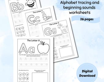 Alphabet Übungsblatt Kindergarten Anfang Töne Aktivität (PDF Download) Vorschule Briefschreiben Arbeitsblatt Kid phonic Übungsblatt