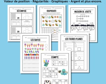 Cahier de Maths 1re année / CP à imprimer PDF Sens du nombre et valeur deposition Fiche sans préparation Travail autonome primaire