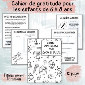 Journal de thanks pour enfant Page de Journal quotidien imprimable pour enfant livre d'activité pleine conscience fiche de travail enfant