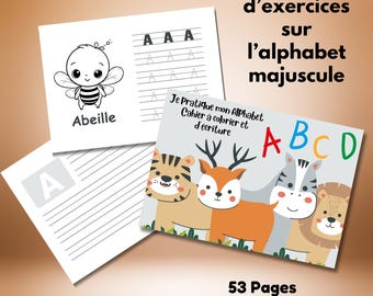 Cahier d&#39;écriture d&#39;alphabet maternelle Page de caligraphie 1re année Feuille de traçage de lettre préscolaire Livre de coloriage phonétique
